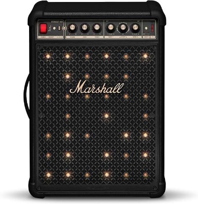 Picture of Marshall Bromley 450 Portable Party Speaker - Loud 360° Sound with Bass EQ Controls | 40+ Hours Playtime | Bluetooth, 3.5 mm AUX, RCA, Microphone, Instrument Inputs | LED Lights - Black and Brass