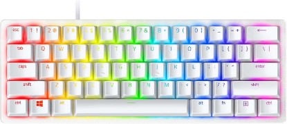 Picture of Razer Huntsman Mini 60% Gaming Keyboard, Linear Optical Switches, White | Aluminum Top Frame, Chroma RGB Lighting, PBT Keycaps, Onboard Memory, Snap Tap