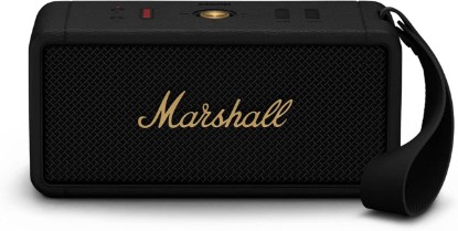 Picture of Marshall Middleton Portable Bluetooth Speaker - Rugged Waterproof/Dust-proof Design | Loud Stereo Sound, Deep Bass | Compact and Wireless for Travel and Outdoors - Black and Brass