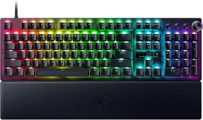Picture of Razer Huntsman V3 Pro Esports Gaming Keyboard, Black | Analog Optical Switches, Snap Tap, Rapid Trigger, Adjustable Actuation, Media Keys & Dial, Doubleshot PBT Keycaps, Wrist Rest ECOLOGO