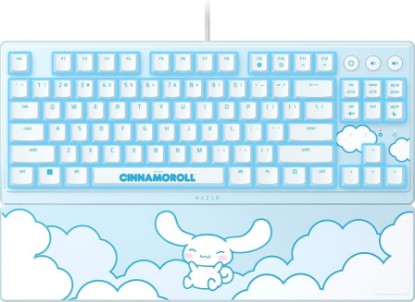 Picture of Razer Ornata V3 TKL Gaming Keyboard, Low-Profile Keys, Cinnamoroll Edition | Mecha-Membrane Switches, UV-Coated Keycaps, Backlit Media Keys, 8-Zone RGB Lighting, Magnetic Wrist Wrest