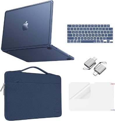 Picture of MOSISO Compatible with MacBook Neo Case 13 inch 2026 A3404 A18 Pro Chip | Matte Finish Reinforced Corner Defense Crack-Resistant Hard Shell&Carrying Bag&Keyboard Skin&Type C&Screen Film, Indigo