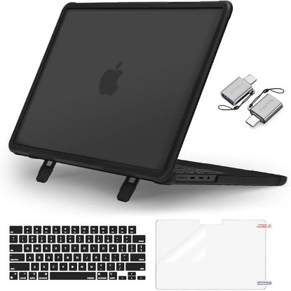 Picture of MOSISO Compatible with MacBook Pro 16 inch Case M5 M4 M3 M2 M1 2026-2021 | 4 in 1 Kit Heavy Duty Hard Shell Case with Fold Kickstand Cover for A3429 A3428 A3403 A3186 A2991 A2780 A2485, Black