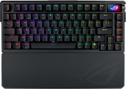 Picture of ASUS ROG Azoth Extreme Wireless Mechanical Gaming Keyboard – 75% TKL, ROG NX Snow Linear Switches, PBT Keycaps, Aluminum Chassis, Carbon Fiber, Gasket Mount, Color OLED Screen, PC/Mac Support - Black