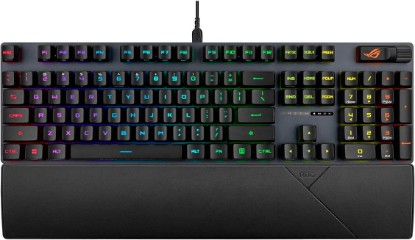 Picture of ASUS ROG Strix Scope II Gaming Keyboard, pre-lubed ROG RX Red Linear Optical switches, Sound-dampening Foam, PBT doubleshot keycaps, Streaming hotkeys, Multi-Function Controls, Wrist Rest | ROG RX Red Linear Optical, Sound-dampening Foam, PBT doubleshot keycaps, Streaming hotkeys, Multi-Function Ctrls, Wrist Rest