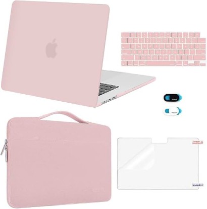 Picture of MOSISO Compatible with MacBook Air 15 inch Case M5 2026 M4 M3 M2 2025-2023 | A3448 A3241 A3114 A2941, Protective Hard Shell&Carrying Sleeve Bag&Keyboard Cover&Webcam Cover&Screen Film, Baby Pink