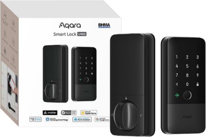 Picture of Aqara UWB Smart Lock U400, Apple Home Key, Fingerprint Deadbolt, Black | Matter Over Thread, Rechargeable Battery, Keyless Entry Deadbolt, Supports HomeKit, Alexa, Google, Home Assistant