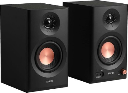 Picture of Edifier MR3 Powered Studio Monitor Speakers, Hi-Res Audio Certified Bluetooth V5.4 Active Bookshelf Loudspeakers, 2.0 Computer Speaker with Headphone Output RCA AUX Balanced TRS Input - Black (Pair)