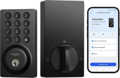Picture of Aqara Smart Lock B50, Built-in WiFi Keypad Deadbolt for Front Door, Black | No Bridge Required, Keyless Entry Door Lock, Easy Installation, Compatible with Alexa & Google Assistant, APP Remote Control