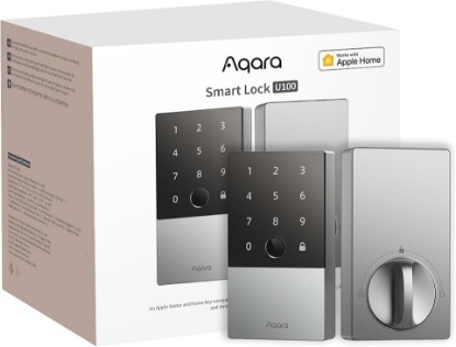 Picture of Aqara Smart Lock U100, Apple Home Key, Fingerprint Deadbolt, Silver | Matter Over Thread, Keyless Entry Door Lock, Touchscreen Keypad, IP65 Weatherproof, Supports Apple HomeKit, Alexa, Google