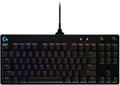 Picture of Logitech G PRO Mechanical TKL Tenkeyless Gaming Keyboard (Clicky) - Black | Ultra portable, detachable Micro USB cable, 16.8 million color Lightsync backlit keys