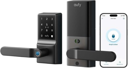 Picture of eufy Security Smart Lock C33, Keypad Door Lock with Handle, Built-in Wi-Fi | Fingerprint Door Knob, App Control, Keyless Entry Door Lock for Front Door and Bedroom, Electronic Deadbolt, IP53, Black