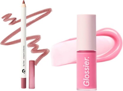 Picture of Glossier Lip Duo, Chilly Glaze + Bit Liner, 2 Count | Baby Pink & Mauve, Defines, Smooths & Hydrates, Cooling Oil + Enhancing Pencil, Longwear, Water, Smudge & Transfer Resistant