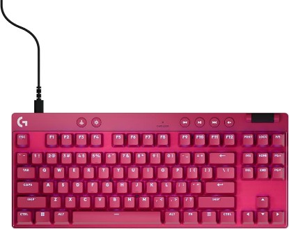 Picture of Logitech G PRO X TKL Rapid Gaming Keyboard (Hall-Effect) - Magenta | Hall-Effect Magnetic Analog Switches with Rapid Trigger, Lightsync RGB, Detachable USB-C Cable, Volume Roller & Media Buttons