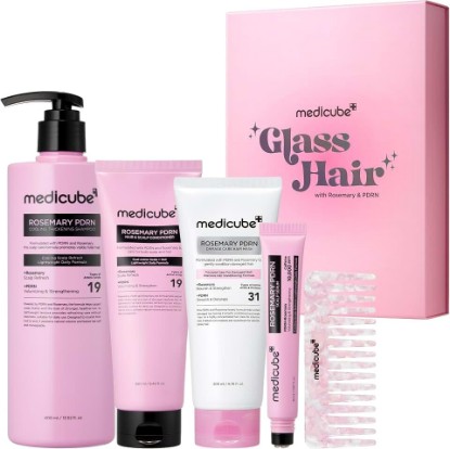 Picture of medicube Rosemary PDRN Glass Hair Set, Full-Size Gift Kit for a Fuller Look | Scalp-to-Ends 4-Step Hair Ritual - Root Volume & Hair Breakage Care for Fine, Thin-Looking hair, Korean Hair Care, 5-Piece