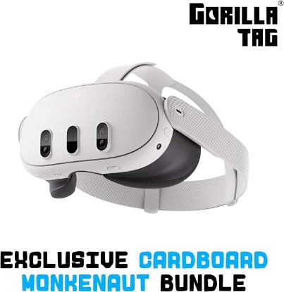 Picture of Meta Quest 3 512GB | VR Without Wires — Gorilla Tag Cardboard Monkenaut Bundle — Amazon Exclusive— Access to 100+ Games with a 3-Month Trial of Meta Horizon+ Included | Includes 512GB headset, 2 controllers, charging cable and power adapter for gaming, fitness and entertainment