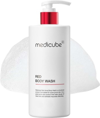 Picture of medicube Red Body Wash - Low pH Clarifying Body Wash For Back & Chest | Hydrating Body Wash with Niacinamide, AHA BHA PHA - Gentle Low pH Care & Cozy Musk Scent, 14.10 fl.oz [Amazon-developed Certification] Compact by Design