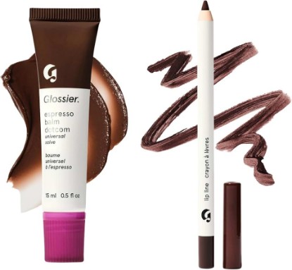 Picture of Glossier Lip Duo, Espresso Balm Dotcom + Bare Liner, 2 Count | Mocha & Dark Brown, Defines, Shapes & Hydrates, Tinted Universal Salve + Creamy Enhancing Pencil, Smudge & Transfer Resistant