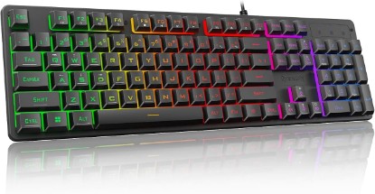 Picture of Redragon K521 Upgrade Rainbow LED Gaming Keyboard, 104 Keys Wired Mechanical Feeling Keyboard with Multimedia Keys, One-Touch Backlit, Anti-Ghosting, Compatible with PC, Mac, PS4/5, Xbox