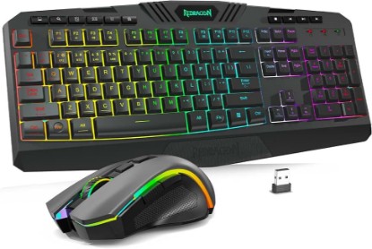 Picture of Redragon S101M-KS Gaming Keyboard and Mouse Wireless with Tri-Mode, RGB Keyboard and 4800 DPI Gaming Mouse, 10 Independent Multimedia Keys for Wins, PC, Computer, Wireless S101 Ideal for Gamer