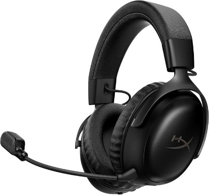 Picture of HyperX Cloud III S – Wireless Gaming Headset for Multi-Platform, 2.4GHz, Bluetooth, Battery Life up to 120 Hours 2.4GHz / 200 Hours Bluetooth, 53mm Angled Drivers, Detachable Mic – Black