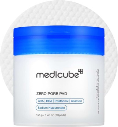 Picture of medicube Toner Pads Zero Pore Pad 2.0 for Exfoliation and Pore Care | Dual-Textured Facial Pad with 4.5% AHA Lactic Acid, 0.45% BHA Salicylic Acid - For All, Korean Skin Care, 70 Pads, 1 Pack