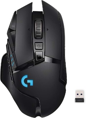 Picture of Logitech G502 Lightspeed Wireless Gaming Mouse - Black | RGB, Adjustable Weights, 11 Programmable Buttons, POWERPLAY Compatible, On-Board Memory, for PC/Mac