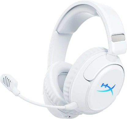 Picture of HyperX Cloud Flight 2 – Wireless Gaming Headset, Customizable RGB Lighting with Removable Earcup Plates, up to 100 Hours of Battery Life, 2.4GHz & Bluetooth, Multi-Platform Compatibility - White