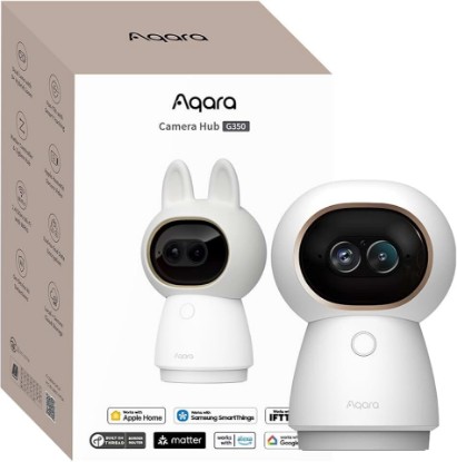 Picture of Aqara Indoor Security Camera G350, 4K UHD Dual-Lens Matter Camera Hub | 9X Zoom, 360° Pan & Tilt, AI Auto-Tracking, Face/Gesture Recognition, Works with Apple HomeKit, Alexa,Google Home,SmartThings