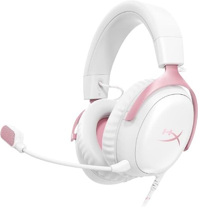 Picture of HyperX Cloud III – Wired Gaming Headset, PC, PS5, Xbox Series X|S, Angled 53mm Drivers, Memory Foam, Durable Frame, Ultra-Clear 10mm Mic, USB-C, USB-A, 3.5mm – Pink