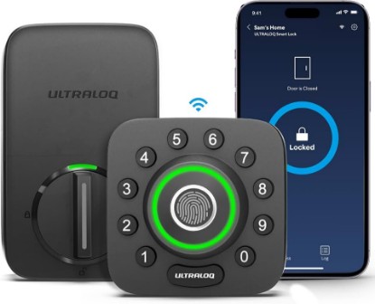 Picture of ULTRALOQ U-Bolt Pro WiFi Smart Lock with Door Sensor, App Remote Control | Built in Wi-Fi Deadbolt Smart Locks for Front Door with Fingerprint ID, Share Access, Auto Unlock, Auto-lock, ANSI Grade 1 ClimatePartner certified