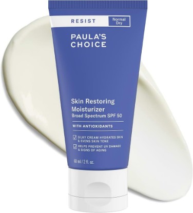 Picture of Paula's Choice RESIST Skin Restoring Moisturizer SPF 50, 2 Fl Oz | UVA & UVB Protection with Shea Butter & Niacinamide, Anti-Aging Sunscreen for Dry Skin