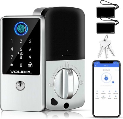 Picture of Smart Lock, 7-in-1 Keyless Entry Door Lock with Fingerprint, Remote & Voice Control, Auto Lock, Electronic Touchscreen Deadbolt Lock, Biometric Smart Door Lock for Front Door, D1-T