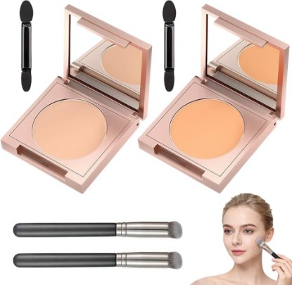 Picture of 2PCS CC Undereye Corrector Concealer for Dark Circles with Brushes Set | Lightweight Cc Corrector Helps Brighten Under Eye Area. Natural Finish Concealer Set With 4 Brushes. For Daily Makeup Use