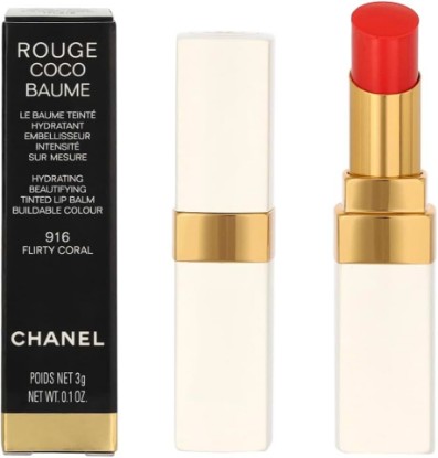 Picture of Rouge Coco Baume Hydrating Beautifying Tinted - 916 Flirty Coral by Chanel for Women - 0.11 oz Lip Balm