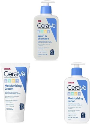 Picture of CeraVe Baby Wash & Shampoo | 2-in-1 Tear-Free Baby Wash, Paraben & Baby Cream | Gentle Moisturizing Cream with Ceramides & Baby Lotion | Gentle Baby Skin Care with Ceramides