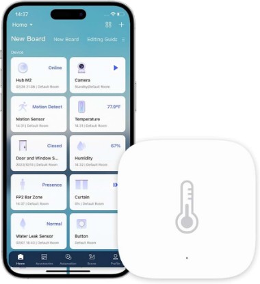 Picture of Aqara Zigbee Temperature and Humidity Sensor 1 Pack, Thermometer Hygrometer | Wireless, for Home Automation, Remote Monitoring, Aqara Hub Required, Compatible with Apple HomeKit, Alexa, Works with IFTTT