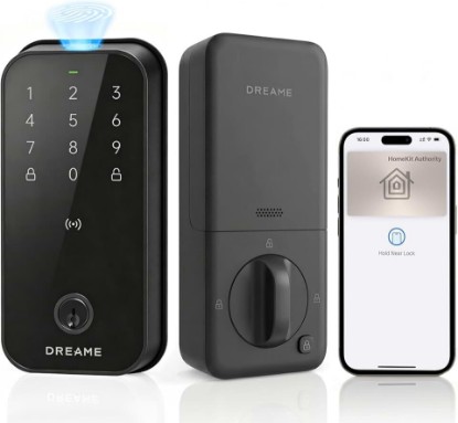 Picture of dreame Turbo Lite Smart Wi-Fi Door Lock, Fingerprint Keyless Entry Deadbolt for Front Door, Built-in Wi-Fi, Keypad Smart Lock, Works with Apple Home, Auto Lock, IP54 Waterproof, 12-Month Battery Life