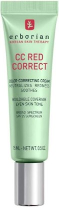 Picture of Erborian CC Red Color-Correcting Cream with SPF 25, Korean Skincare | Primer, neutralizes redness, calming, lightweight, evens tone, soothing, blurring, buildable, everyday wear, green pigment