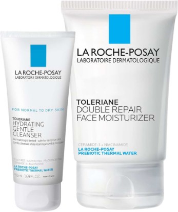 Picture of La Roche-Posay Toleriane Double Repair Gentle Skin Care Set for Dry Skin | Set includes 3.38 fl oz oil free moisturizer and 1.69 fl oz hydrating cleanser, a gentle face wash for dry to normal skin.