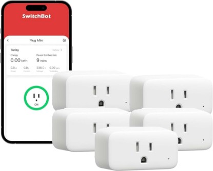 Picture of SwitchBot Smart Plug Mini, 15A Energy Monitoring, WiFi & Bluetooth Outlet, Compatible with Alexa, Google Assistant, Home Assistant, App Control, Timer Function, No Hub Required, Compact Design