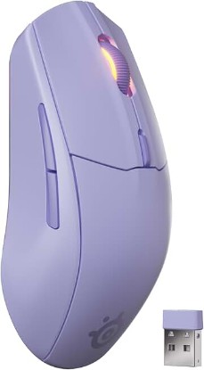 Picture of SteelSeries Rival 3 Wireless Gen 2 Gaming Mouse — 2.4GHz and Bluetooth — 18000 DPI TrueMove Air Optical Sensor — 60 Million Click Durability — Light-Weight — 100% PTFE Feet — Lavender | TrueMove Air 18K Sensor with 60M click switches and 450-hour battery for gaming, productivity and travel