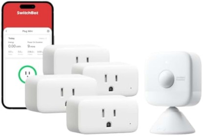 Picture of SwitchBot Smart Plug Mini 15A(4 Pack) with Smart mmWave Radar Motion Sensor, Bluetooth Presence Sensor with Dynamic Detection & Zone Positioning, Compatible with Alexa, HomeKit & Apple Home via Hub