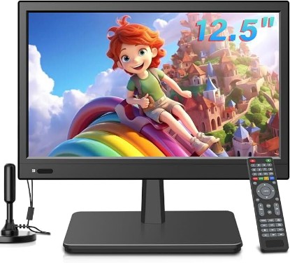 Picture of 12.5inch small Portable TV,Essential for Bedroom/Kitchen/Camping,Support HDMI/USB input,Built-in speakers,lightweight and easy to carry,Suitable for small spaces(NO with WiFi/Bluetooth/Satellite)