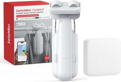 Picture of Smart Automatic Curtain Opener with Hub mini - Bluetooth Remote Control with App/Timer, High-Performance Motor, Unlimited Power, Add SwitchBot Hub to Compatible with Alexa, Google Home, HomeKit