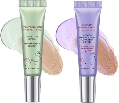 Picture of CC Red Correction Cream with Centella Asiatica, Color Correcting CC Cream for Redness, CC Brightens Improve Skin Dullness, Hydration Calms Skin and SPF 25 Protection (2PC)
