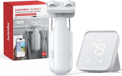 Picture of SwitchBot 2025 Automatic Curtain Opener 3 Rod-Bluetooth Remote Control, WiFi&Smartphone Control, Upgraded High-Performance, Add Hub to Compatible with Alexa, Google Home, HomeKit