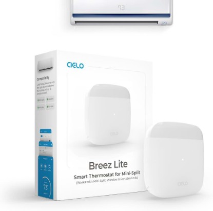 Picture of Breez Lite Smart AC Controller for Mini-Split, Window, Portable ACS (White) | WiFi Controller, Alexa, Google, Siri Shortcuts, SmartThings, IFTTT, Free App, NO Subscriptions | Schedules, Geofencing, Comfy