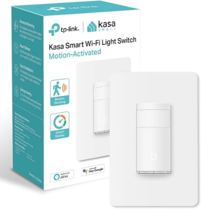 Picture of Kasa Smart WiFi Motion Sensor Switch, Single Pole, Needs Neutral Wire, 2.4GHz Wi-Fi Light Switch, Compatible with Alexa & Google Home, UL Certified, No Hub Required(KS200M),White,1-Pack