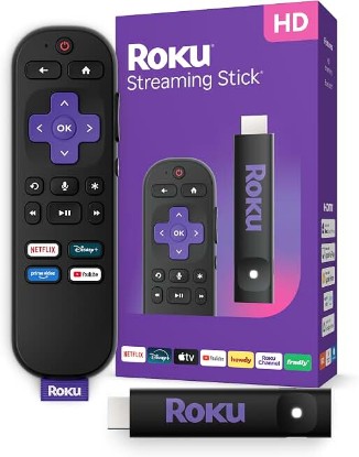 Picture of Roku Streaming Stick HD with Voice Remote | Compact 4K Streaming Device for TV with Roku Voice Remote & Long-Range Wi-Fi - Free & Live Local News, Sports